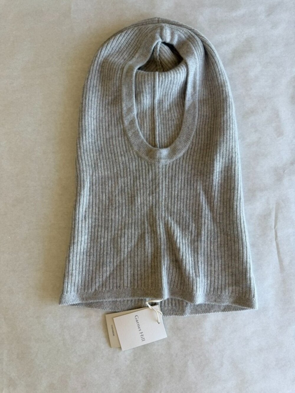 Garnet Hill Cashmere Hooded Infinity Scarf Baclava Snood Light Grey NWT